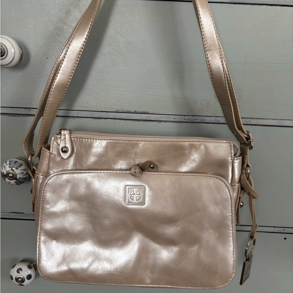 Giani Bernini Elegant Pearlescent Champagne Shoulder Bag